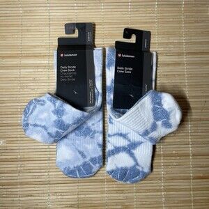 Lululemon Socks Mens XL Blue Daily Stride Crew X2 Tie Die 12.5-14 NWT